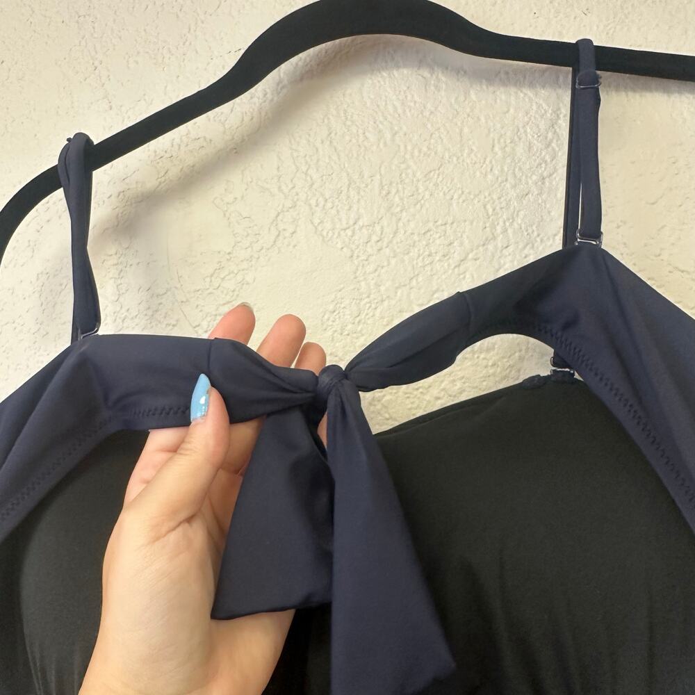 J. Crew Cutout Tie Back One Piece Swimsuit Navy Size 14 - Picture 8 of 11